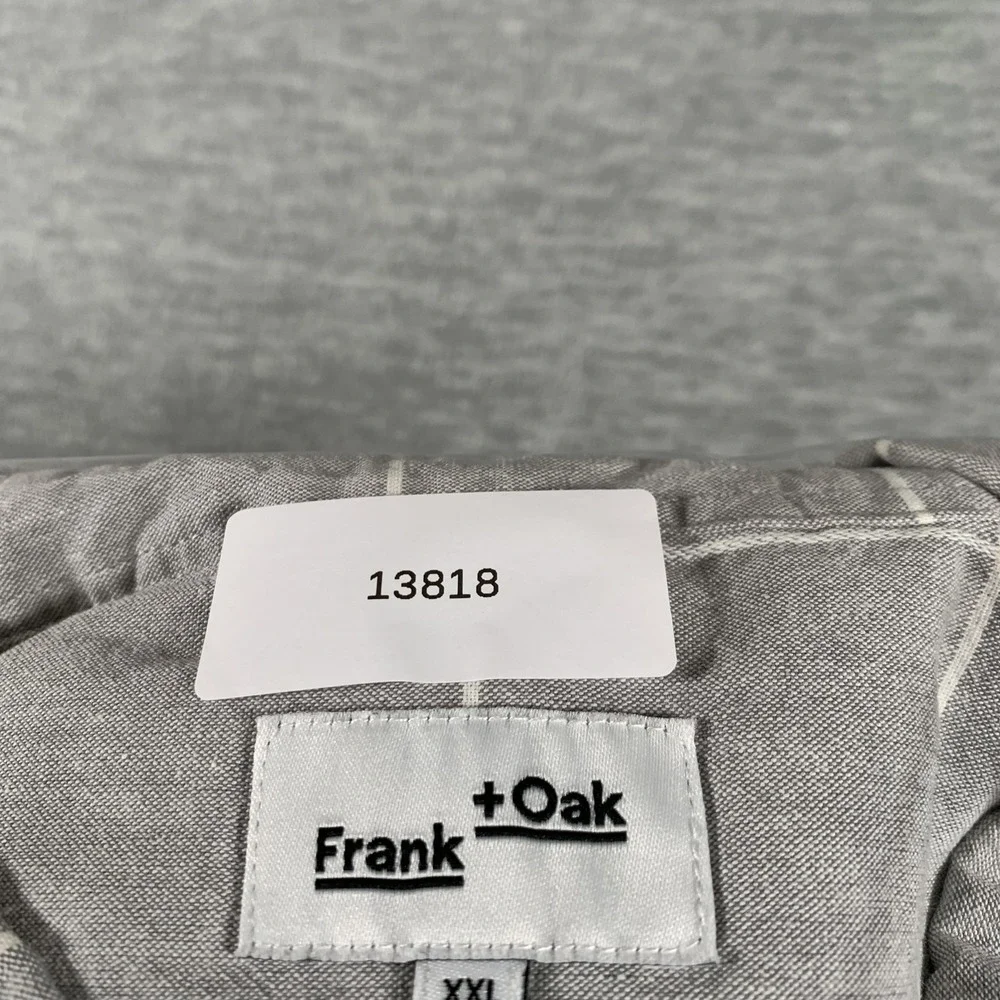 Frank + Oak Shirt Mens 2XL Gray Check Short Sleeve Button Front‎ Casual